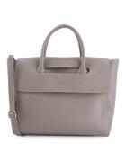 VENEZIA Geanta shopper din piele naturala - gri - 32x26x11cm - cu curea detasabila - 2 buzunare interioare