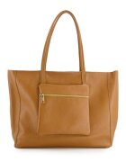 VENEZIA Geanta shopper din piele naturala - maro - 37x29x13cm - cu un buzunar exterior