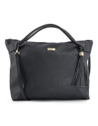 VENEZIA Geanta shopper din piele naturala - neagra - 35x46x11cm - cu manere de 44cm - curea detasabila de 113cm