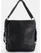 VENEZIA Geanta shopper din piele naturala - neagra - 36x38x11cm - cu 3 buzunare interioare - manere de 56cm