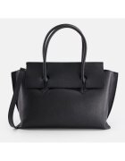 VENEZIA Geanta shopper din piele naturala - neagra - 4 compartimente - dimensiuni 23x36x10cm - curea detasabila 111cm