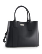 VENEZIA Geanta shopper din piele naturala neagra - dimensiuni 26x34x16cm - cu 3 compartimente - curea detasabila 130cm