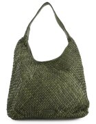 VENEZIA Geanta shopper din piele naturala - verde - 35x43x12cm - cu 3 buzunare interioare - manere de 41cm