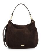 VENEZIA Geanta shopper din zamsz natural - maro - 33x43x10cm - cu manere si curea detasabile