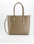 VENEZIA Geanta shopper maro - piele naturala - 29x30x12cm - cu 3 compartimente interioare - curea detasabila 121cm