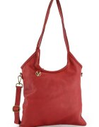 VENEZIA Geanta shopper pentru femei - piele naturala - bordou - 36x37x8cm - cu 3 buzunare interioare - curea detasabila max. 108cm