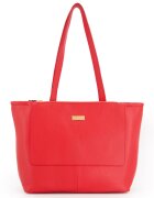 VENEZIA Geanta shopper pentru femei - piele naturala - rosie - 32x28x13cm - 2 buzunare interioare - 2 buzunare exterioare