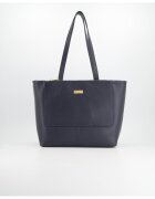VENEZIA Geanta shopper piele naturala - albastru marin - 28x32x13cm - 2 buzunare interioare - 2 buzunare exterioare