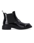 VENEZIA Ghete Chelsea negre lacuite cu ornament