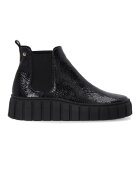 VENEZIA Ghete negre cu platforma - din piele lacuita in relief