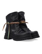 VENEZIA Ghete negre din piele cu accent colorat - talie inalta