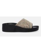 VENEZIA Papuci cu talpa wedge si detaliu cu aspect crosetat