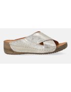 VENEZIA Papuci din piele cu aspect metalizat si talpa wedge
