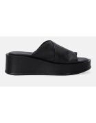 VENEZIA Papuci din piele cu talpa demi-wedge si aspect peliculizat