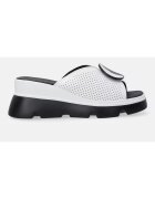 VENEZIA Papuci din piele cu talpa wedge si detalii perforate