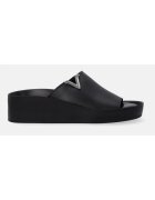 VENEZIA Papuci din piele cu talpa wedge si detaliu cu logo