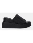 VENEZIA Papuci din piele cu varf rotund si talpa wedge