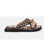 VENEZIA Papuci din piele nabuc cu animal print