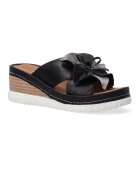 VENEZIA Papuci wedge din piele - cu aplicatie florala