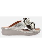 VENEZIA Papuci wedge din piele cu aplicatie florala