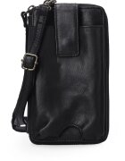 VENEZIA Portofel dama piele naturala - negru - 10x18cm - cu 2 buzunare externe - inchidere cu fermoar
