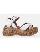 VENEZIA SANDALE ALBE CU PLATFORMA SI MODEL GEOMETRIC MARIMEA