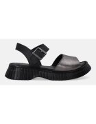 VENEZIA Sandale demi-wedge din piele cu detaliu metalizat
