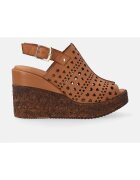VENEZIA Sandale wedge de piele cu aspect ajurat