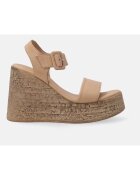 VENEZIA Sandale wedge din piele - Bej