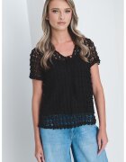 Vero Moda Bluza cu decolteu in V si maneci scurte - Negru