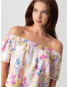 Vero Moda Bluza cu decolteu pe un umar si imprimeu - Multicolor