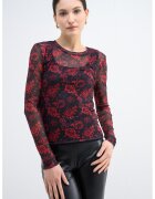 Vero Moda Bluza cu decolteu rotund si imprimeu - Rosu/Negru