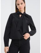 Vero Moda Bluza cu guler cu funde din panglici Solona - Negru