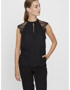 Vero Moda Bluza cu maneci de dantela - Negru
