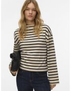 Vero Moda Bluza de bumbac organic - Negru/Bej deschis
