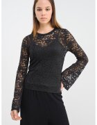 Vero Moda Bluza de dantela Kanya - Negru/Transparent