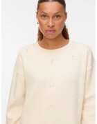 Vero Moda Bluza de trening cu perle sintetice - Bej