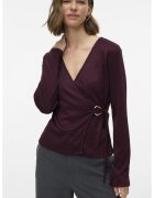 Vero Moda Bluza petrecuta cu decolteu cache coeur - Visiniu
