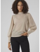 Vero Moda Bluza semitransparenta cu guler scurt - Crem