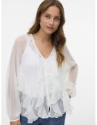Vero Moda Bluza semitransparenta cu volane - Alb