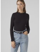 Vero Moda Bluza slim fit cu garnituri de dantela - Negru