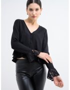 Vero Moda Bluza vaporoasa cu terminatie cu volane Pinja - Negru