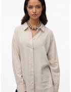 Vero Moda Camasa din amestec de in cu guler ascutit - Alb fildes