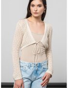 Vero Moda Cardigan crop cu decolteu in V Madera - Alb murdar