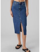 Vero Moda Fusta midi din denim - Albastru