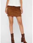 Vero Moda Fusta mini de piele intoarsa sintetica - Maro scortisoara
