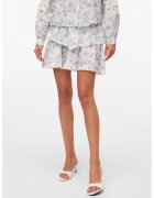 Vero Moda Fusta scurta stratificata cu model floral - Albastru prafuit/Alb murdar