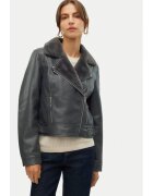 Vero Moda Geaca biker Hailey 10250405 Gri Regular Fit - Piele ecologica