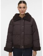 Vero Moda Geaca matlasata cu detalii din material teddy - Maro
