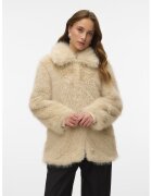 Vero Moda Palton din blana sintetica - Alb fildes